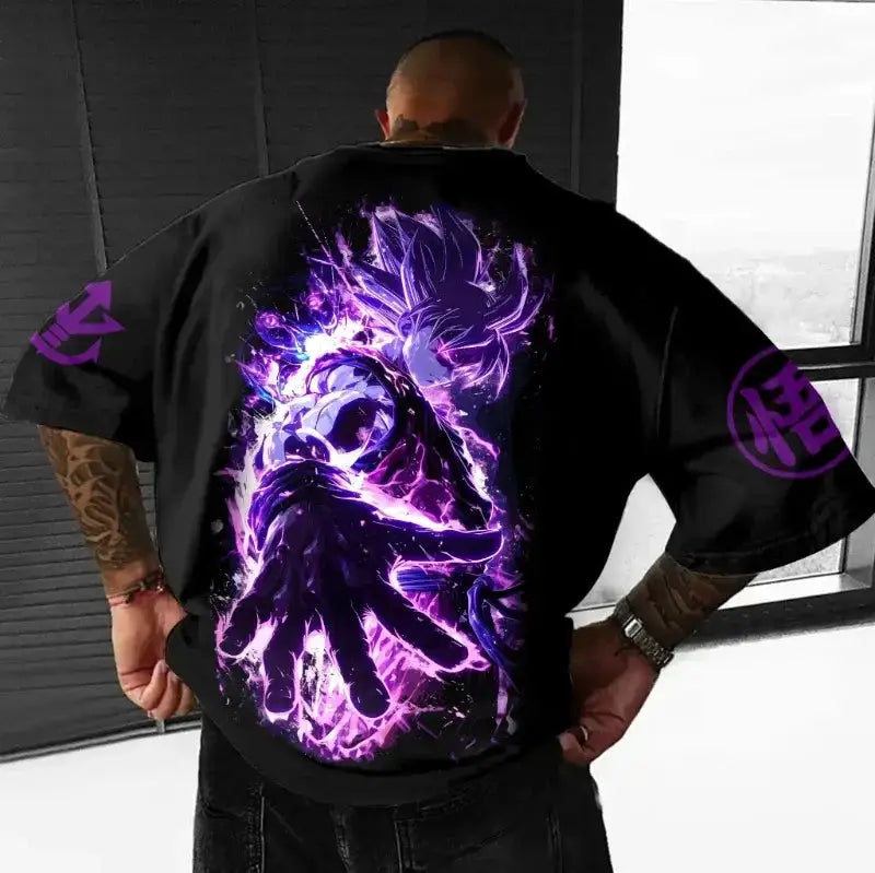 Black Dragon Ball Goku T-Shirt featuring classic hot blood anime portrait, vibrant design, and bold character graphic.