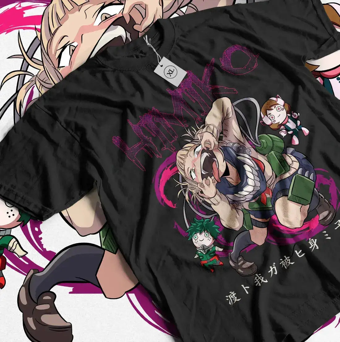 Black Himiko Toga T-shirt from My Hero Academia manga cosplay by Infinite Visibility, featuring detailed character design.