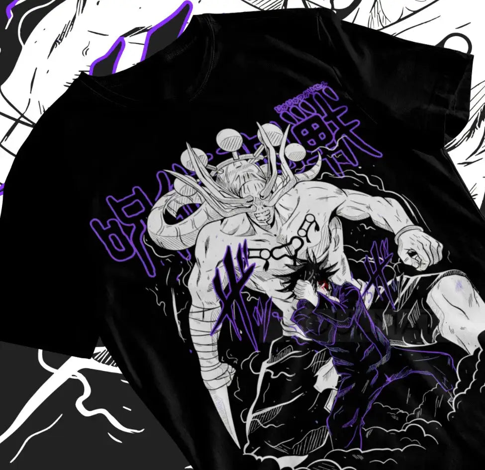 White Megumi Fushiguro T-shirt from Jujutsu Kaisen by Infinite Visibility featuring a front graphic of the character on a soft cotton tee.