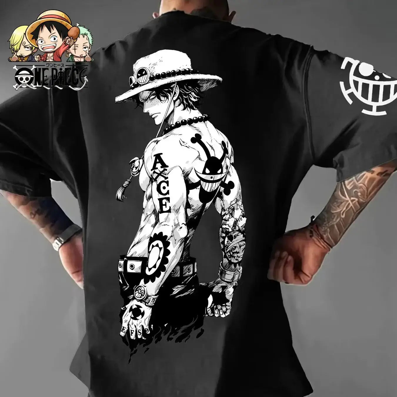 Oversized cotton Luffy One Piece T-shirt with Y2K graphic design by Infinite Visibility, featuring bold character artwork.