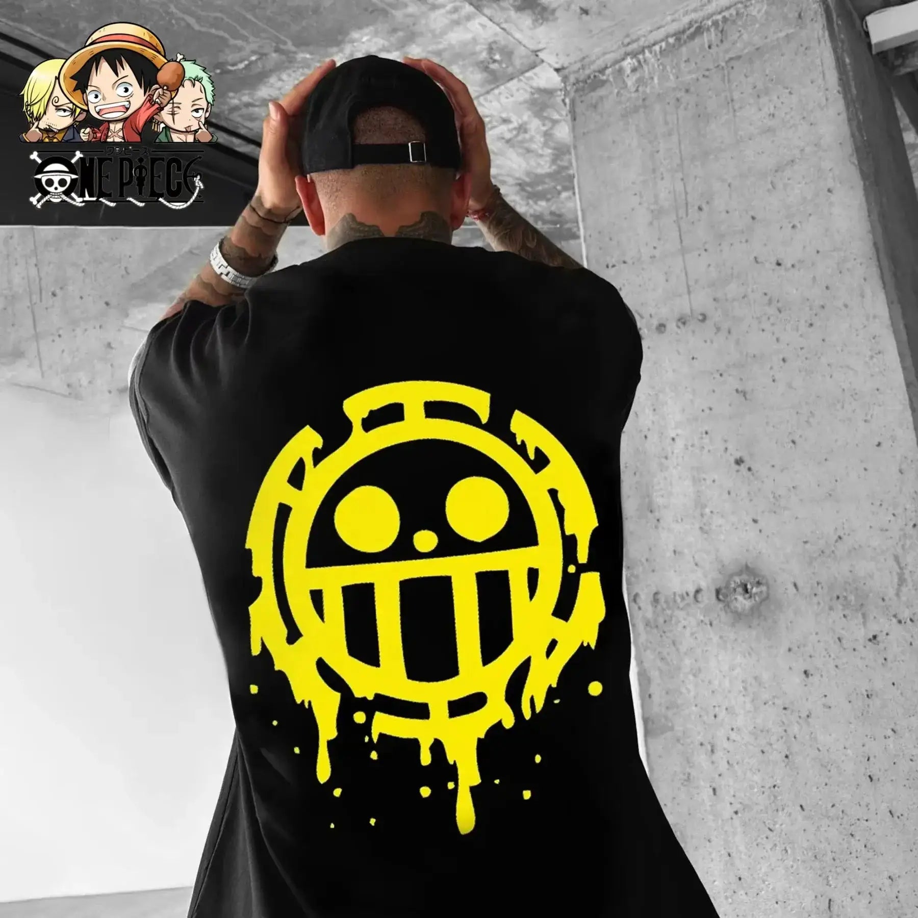 Oversized white cotton T-shirt featuring a colorful One Piece Luffy graphic design from Infinite Visibility.