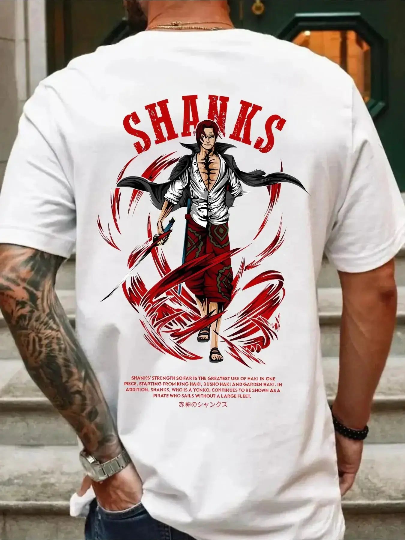 Infinite Visibility One Piece Shanks summer T-shirt, retro oversized cotton tee featuring vibrant character design and comfortable fit.
