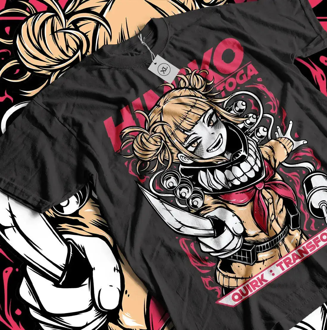 Kawaii Himiko Toga T-Shirt featuring anime villain design from My Hero Academia, by Infinite Visibility, on a casual black tee