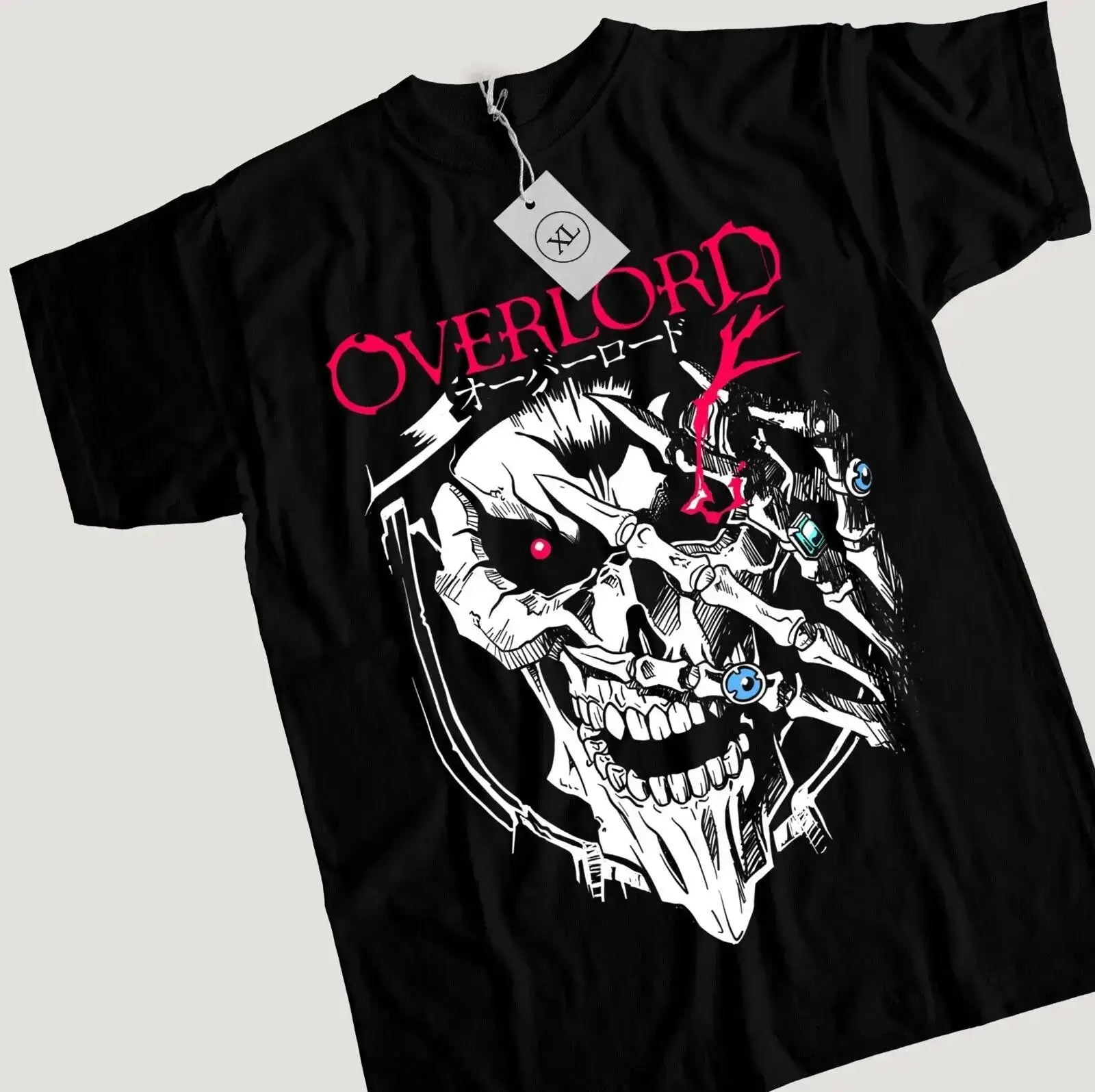 Overlord Ainz anime manga T-shirt by Infinite Visibility featuring a graphic design, available in all sizes.