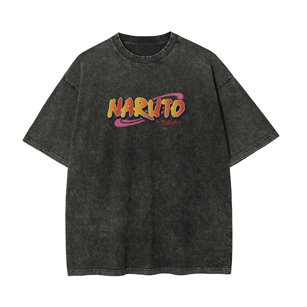 Naruto Washed T-Shirt by Infinite Visibility featuring retro Japanese-inspired design on soft cotton tee.