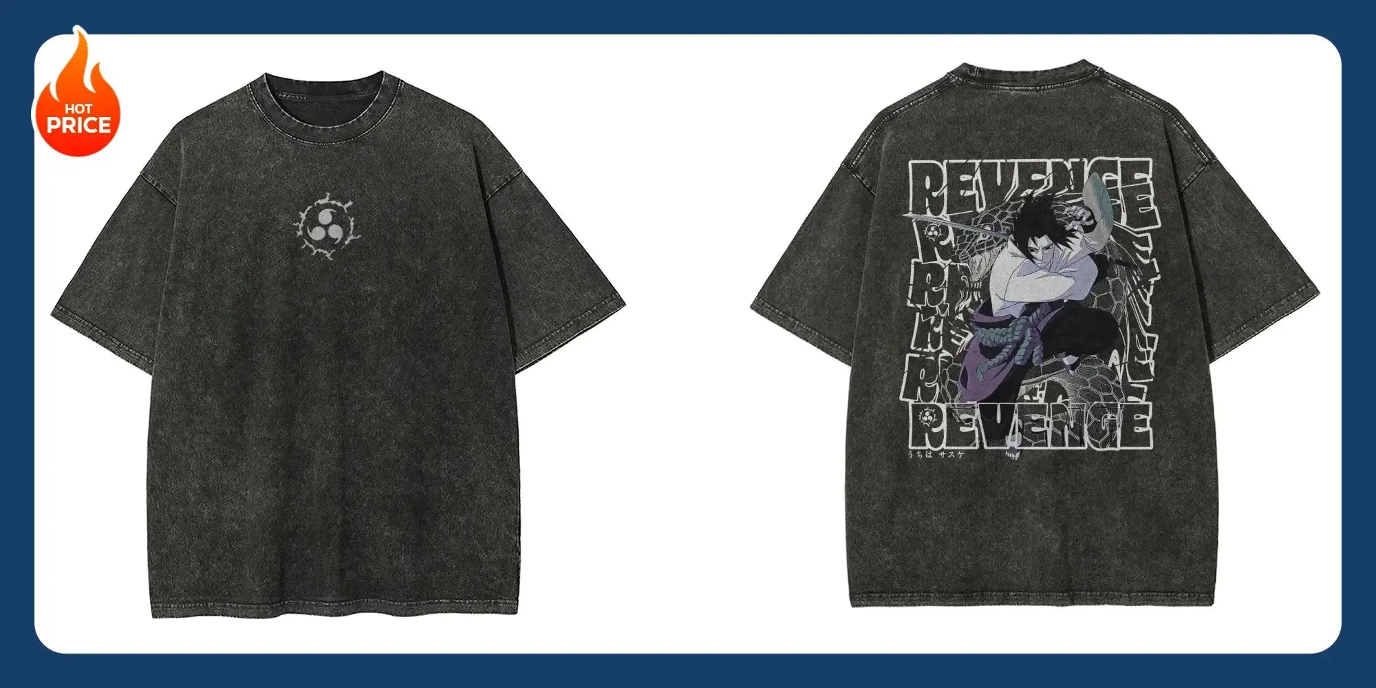 Naruto Washed T-Shirt by Infinite Visibility, retro Japanese cotton tee with Naruto graphic, casual fit and vintage style.