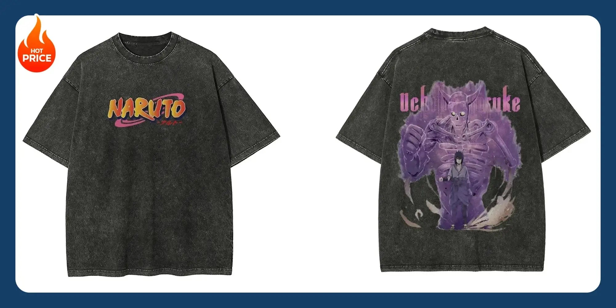 Naruto Washed T-Shirt by Infinite Visibility, retro 2026 Japanese cotton tee featuring Naruto character design on light fabric.