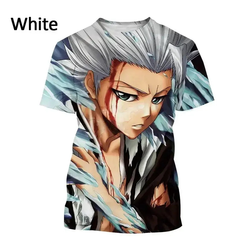 Ichigo Kurosaki Bleach anime T-shirt featuring a 3D design, summer casual top, by Infinite Visibility.