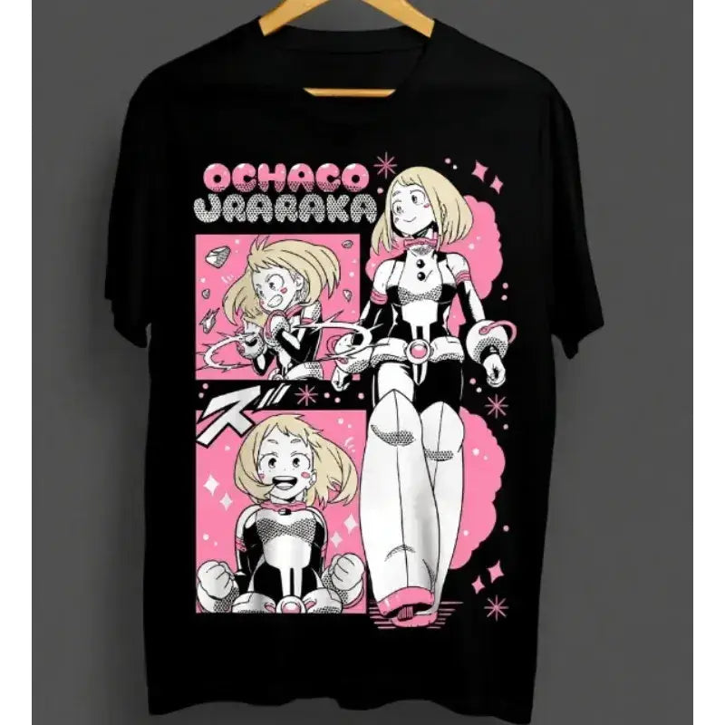 Oversized Ochaco Uraraka T-Shirt from Infinite Visibility, summer cosplay tee featuring colorful anime character graphic.