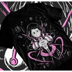 Ochaco Uraraka BNHA anime cosplay T-shirt by Infinite Visibility, soft fabric, featuring vibrant print of the character on a casual tee.