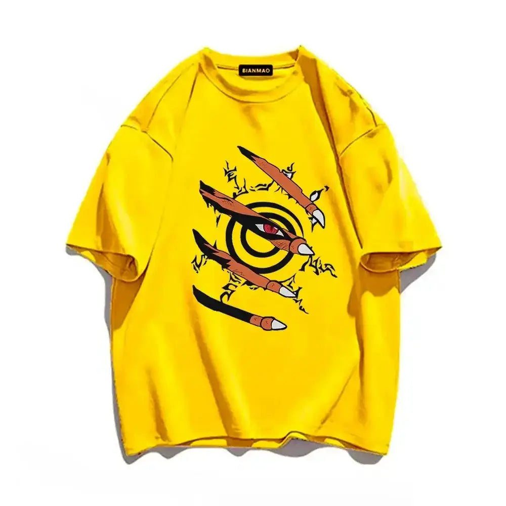 Naruto graphic T-shirt featuring Nine-Tails Seal design from Infinite Visibility, showcasing anime-inspired artwork on a casual top.