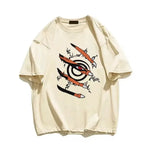 Naruto graphic T-shirt featuring Nine-Tails Seal design in anime style, casual fit, black fabric, by Infinite Visibility.