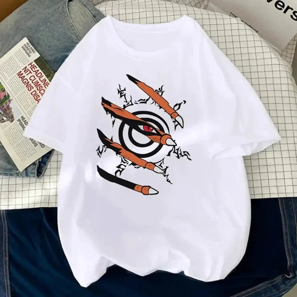 Naruto graphic T-shirt featuring Nine-Tails Seal design from Infinite Visibility, casual anime top with bold Naruto artwork.