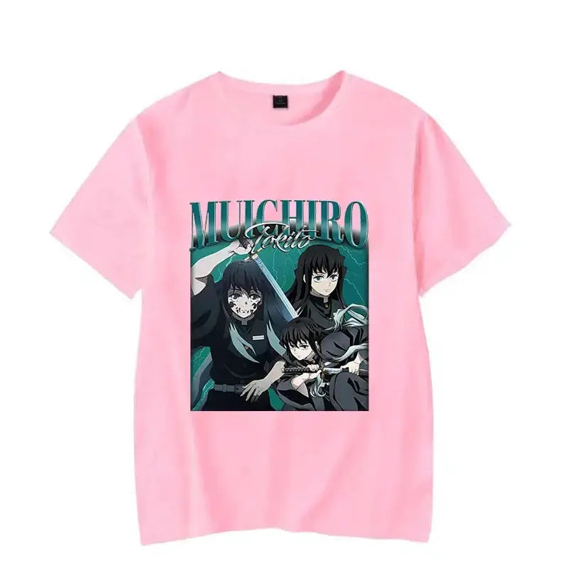 Demon Slayer Tokitou Muichirou graphic T-shirt by Infinite Visibility, featuring character artwork on a black cotton tee.