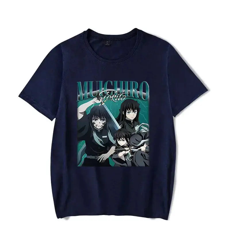 Demon Slayer Tokitou Muichirou graphic T-shirt by Infinite Visibility featuring character artwork on a black cotton tee.