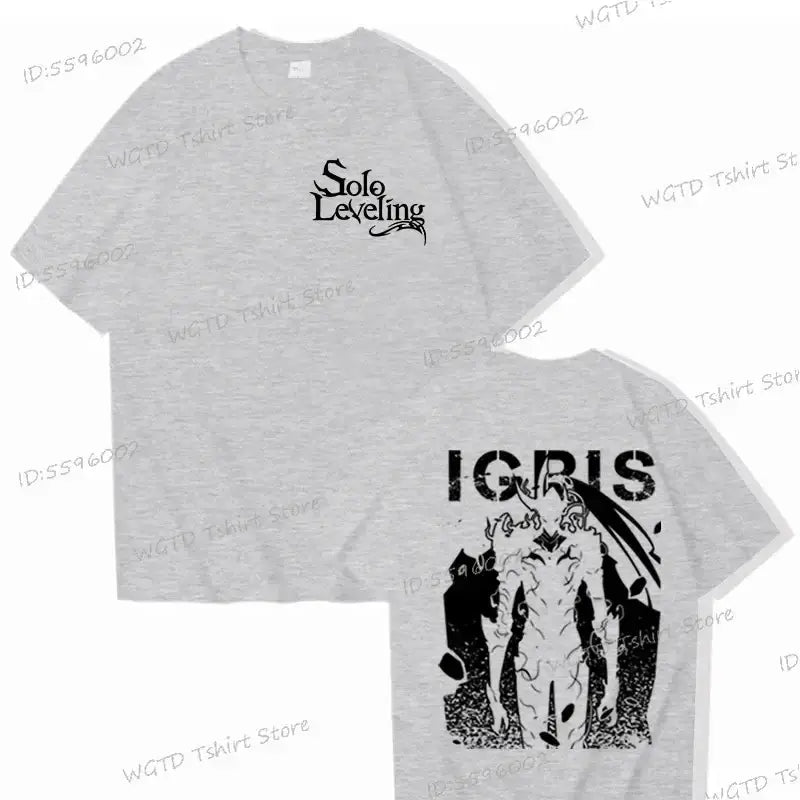 Solo Leveling Sung Jin-woo T-shirt by Infinite Visibility, 100% cotton, featuring a graphic design of the popular manga character.