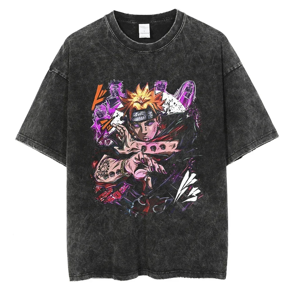Vintage black Naruto Rock Lee streetwear T-shirt by Infinite Visibility featuring a printed graphic of Rock Lee from Naruto.