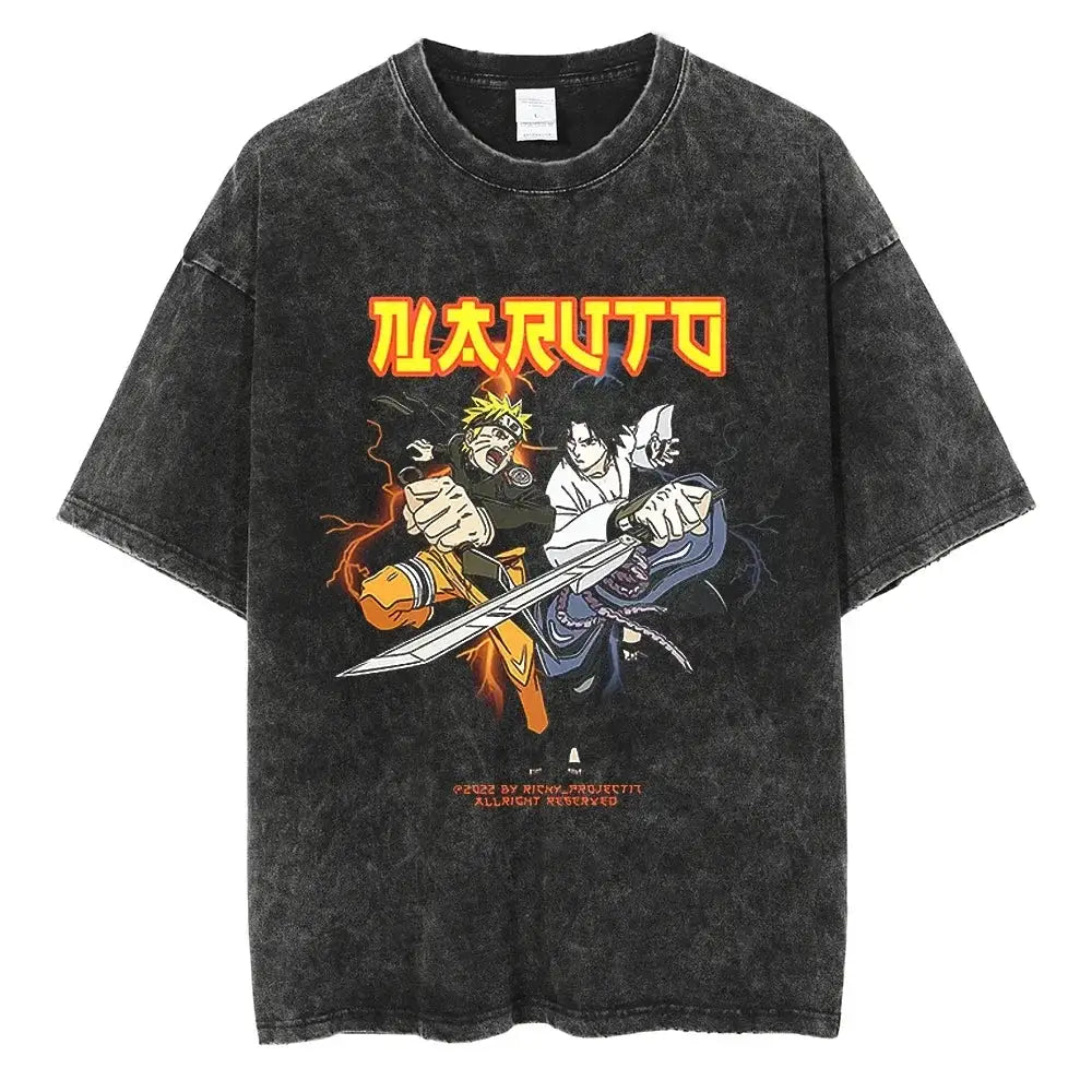 Vintage black Naruto Rock Lee streetwear T-shirt by Infinite Visibility featuring character artwork on soft, washed fabric.