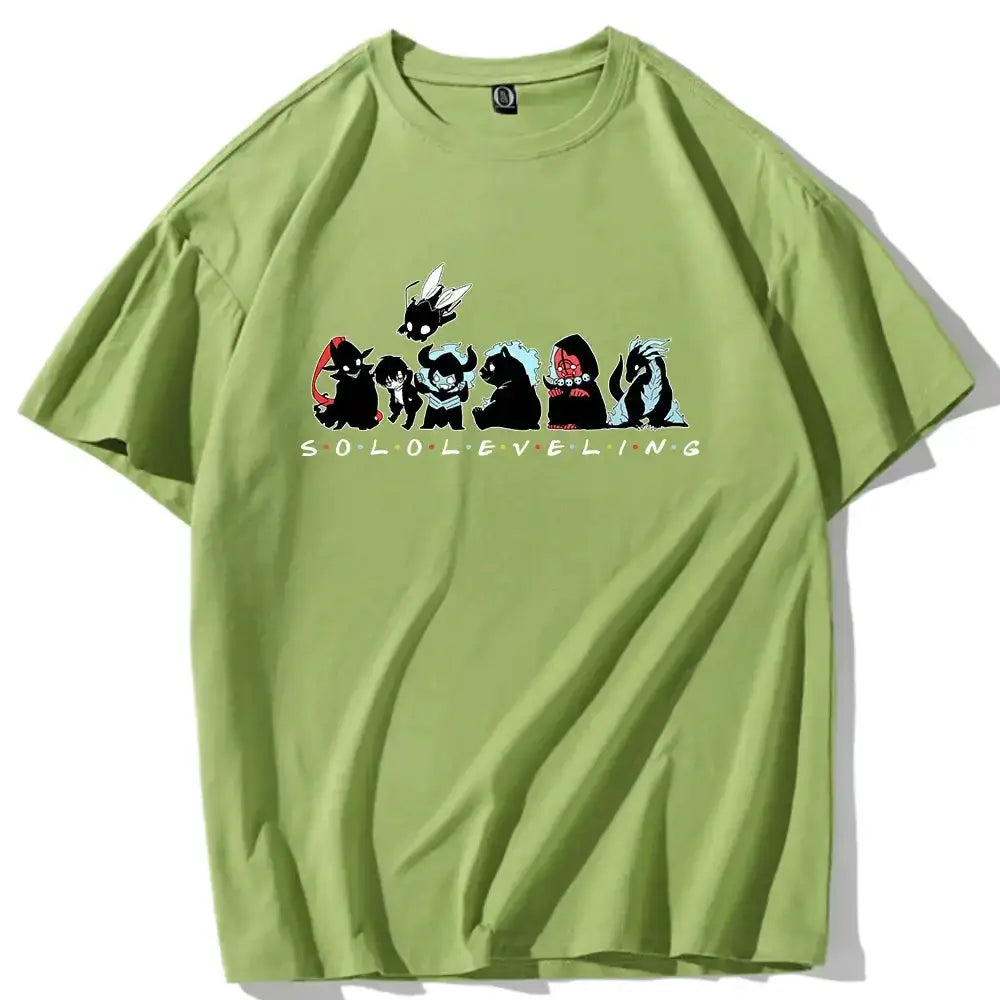 Cute Solo Leveling anime T-shirt by Infinite Visibility featuring a stylish design, perfect for fans of the popular manga series.