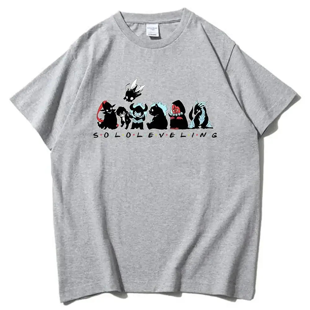 Cute Solo Leveling anime T-shirt by Infinite Visibility featuring a graphic design, perfect for anime fans.