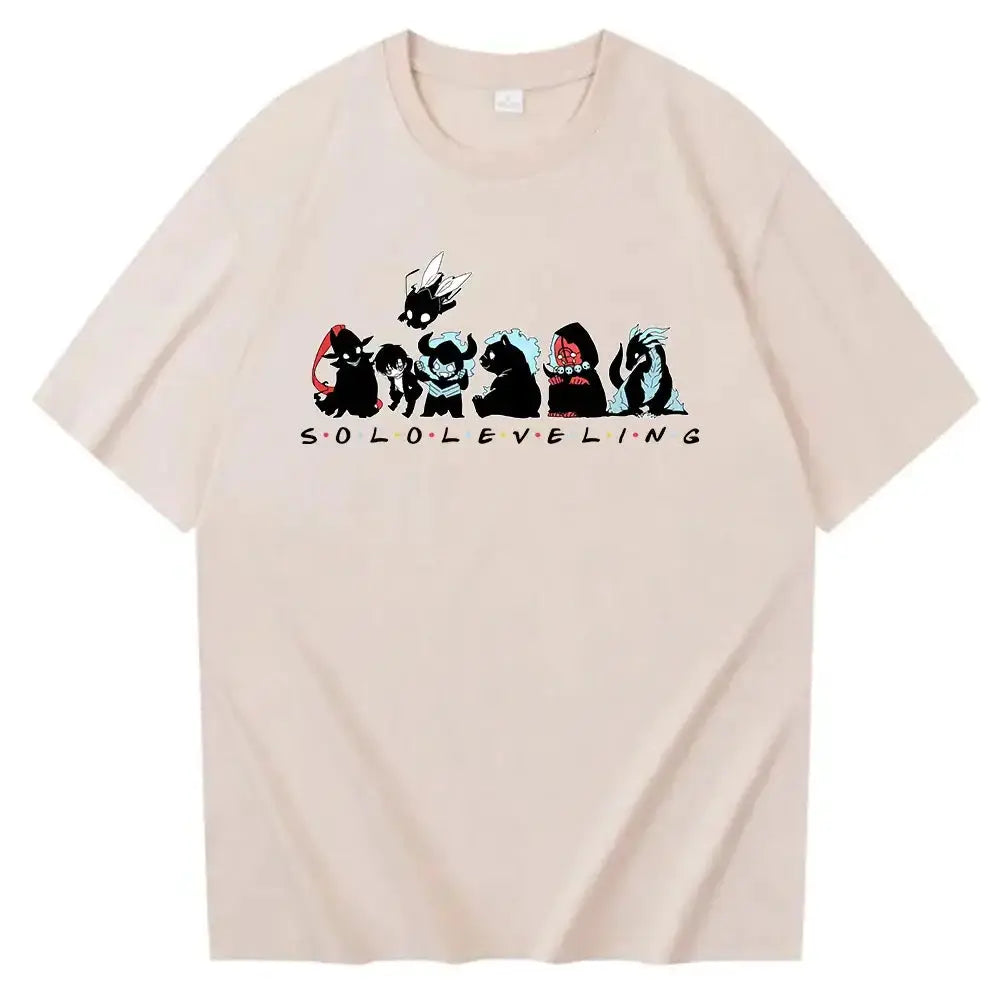 Cute Solo Leveling anime T-shirt by Infinite Visibility featuring vibrant character artwork on a comfortable casual tee