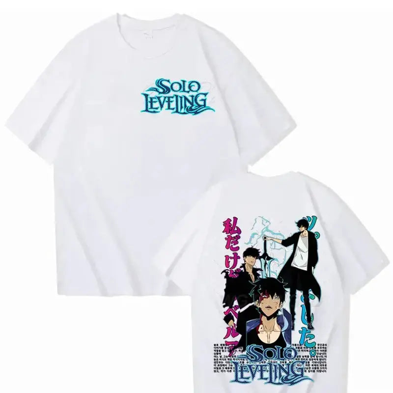 Black Solo Leveling T-shirt featuring Sung Jinwoo design, made of soft cotton, from Infinite Visibility streetwear collection.