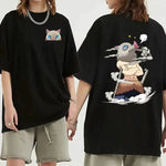 Inosuke Demon Slayer T-Shirt by Infinite Visibility featuring cartoon hip hop design, black fabric, and graphic print of Inosuke.