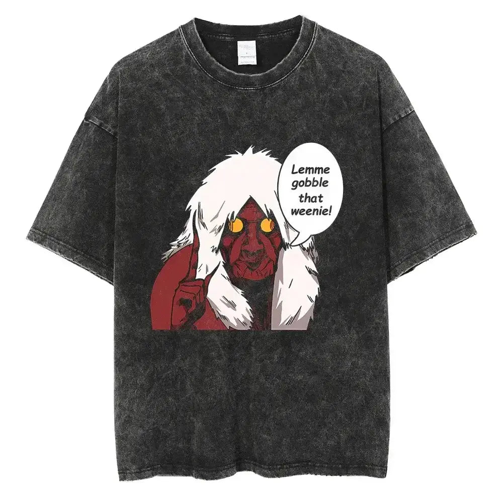 Vintage Dandadan Ken Takakura T-shirt by Infinite Visibility featuring manga-inspired artwork on a casual black tee.