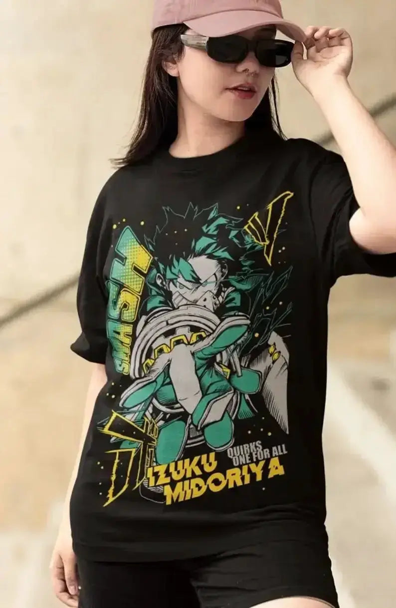 Deku Streetwear T-Shirt with Fire Style Japan design, made of soft cotton, by Infinite Visibility.