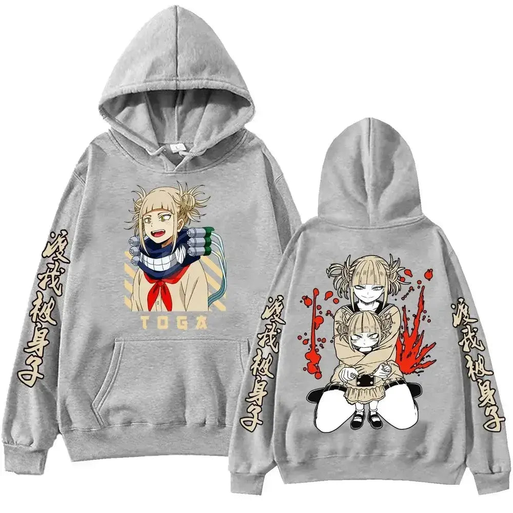 Oversized Himiko Toga hoodie from Infinite Visibility, featuring anime fleece design inspired by My Hero Academia.