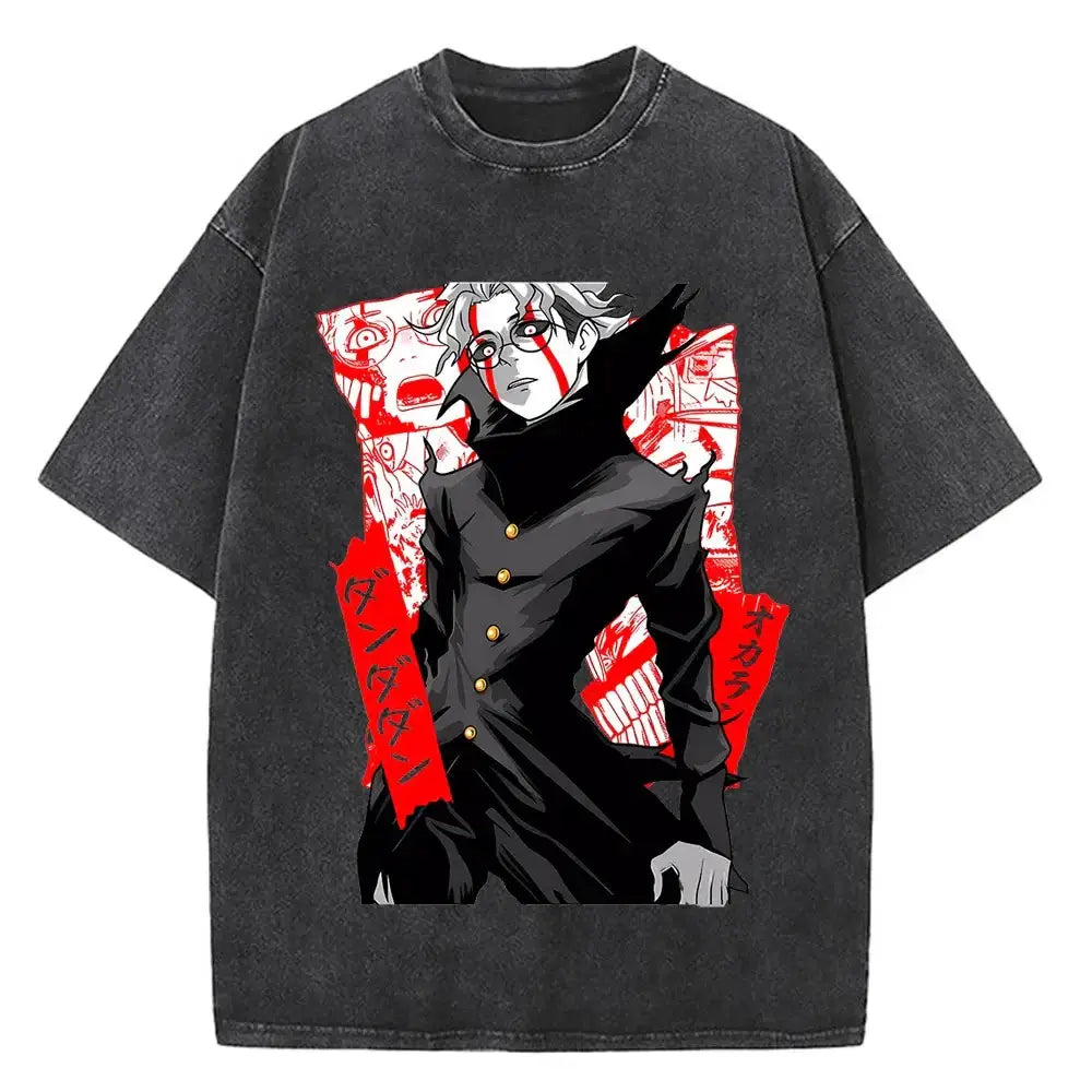 Japanese anime-inspired Dandadan Okarun T-shirt by Infinite Visibility, featuring vibrant graphic design on a casual tee.