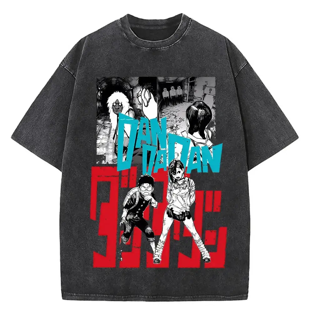 Infinite Visibility Dandadan Okarun T-shirt featuring Japanese anime aesthetic design, casual graphic tee for anime fans.
