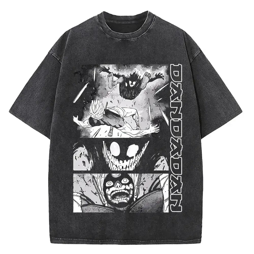 Infinite Visibility Dandadan Okarun T-shirt featuring Japanese anime aesthetic design, casual graphic tee for anime fans.