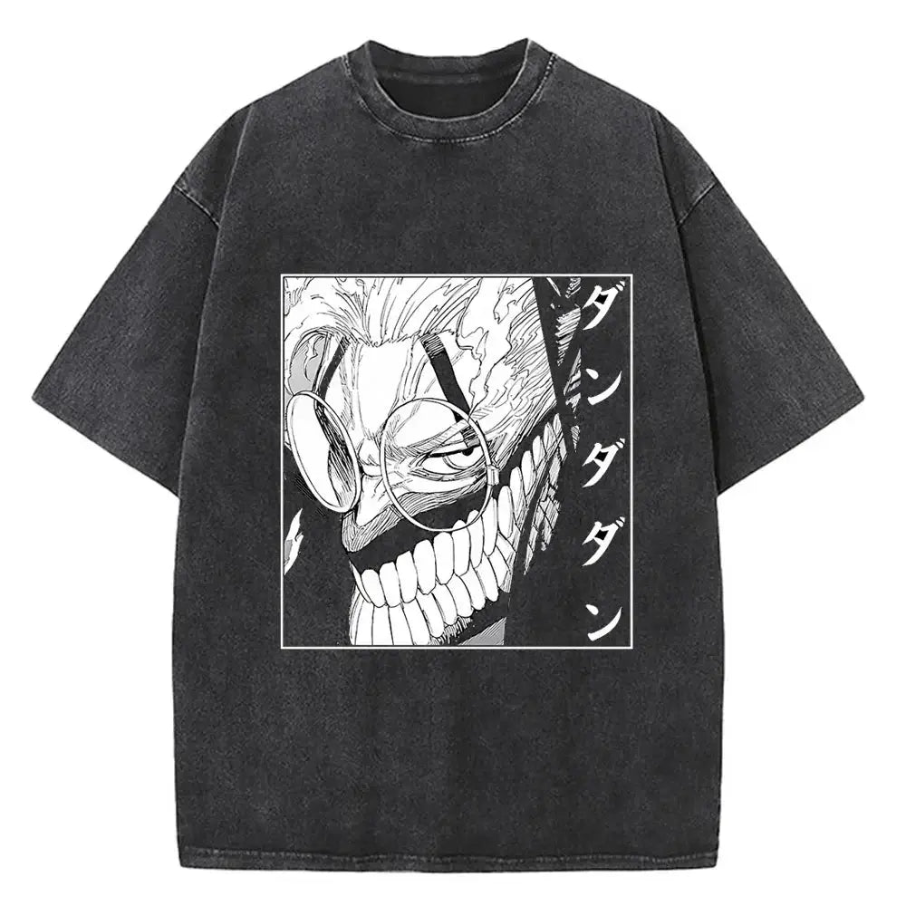 Japanese anime-themed Dandadan Okarun T-shirt by Infinite Visibility featuring vibrant anime character illustration on a casual tee