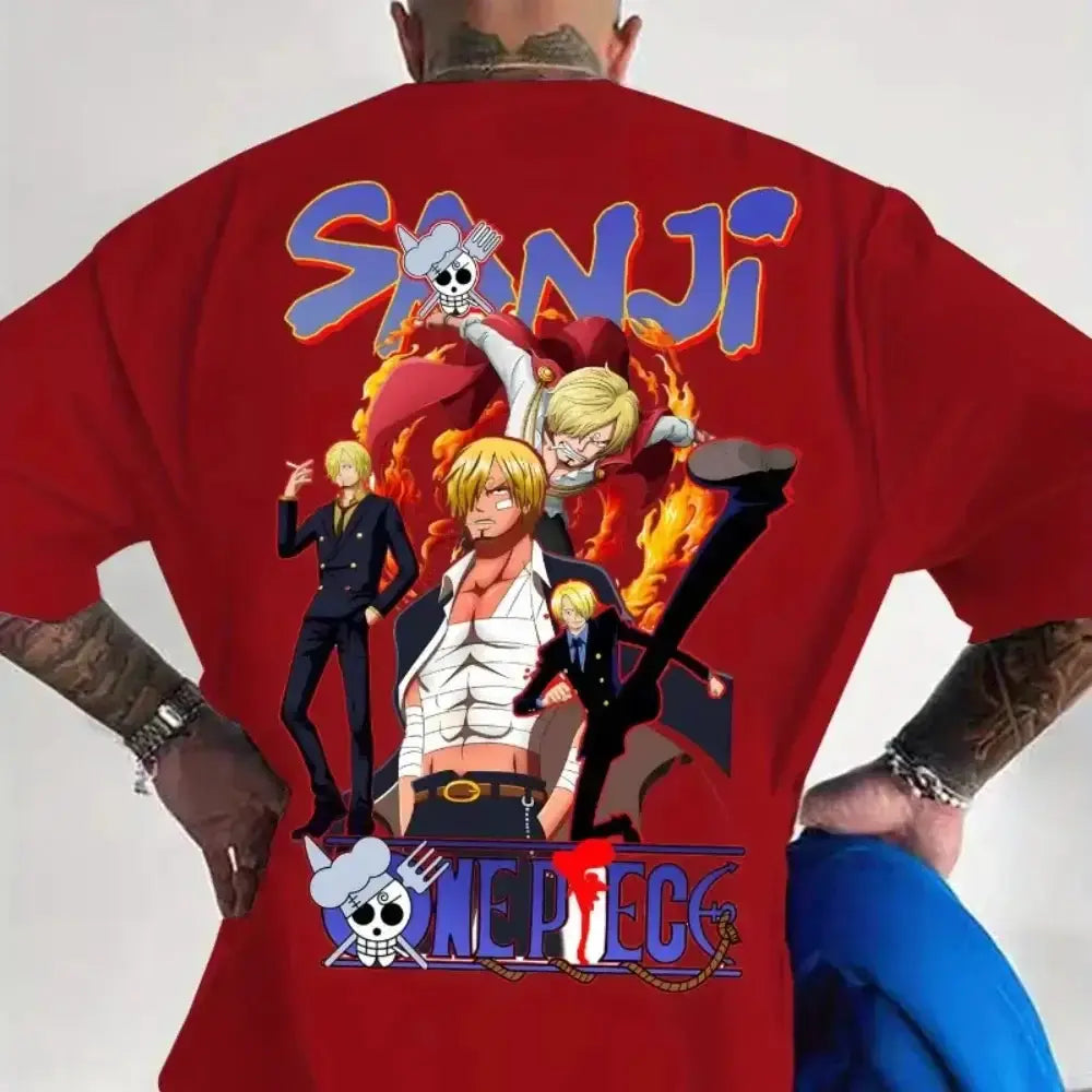 Infinite Visibility Miniso One Piece T-shirt featuring Luffy, Zoro, and Sanji cotton graphic tee with vibrant character prints.