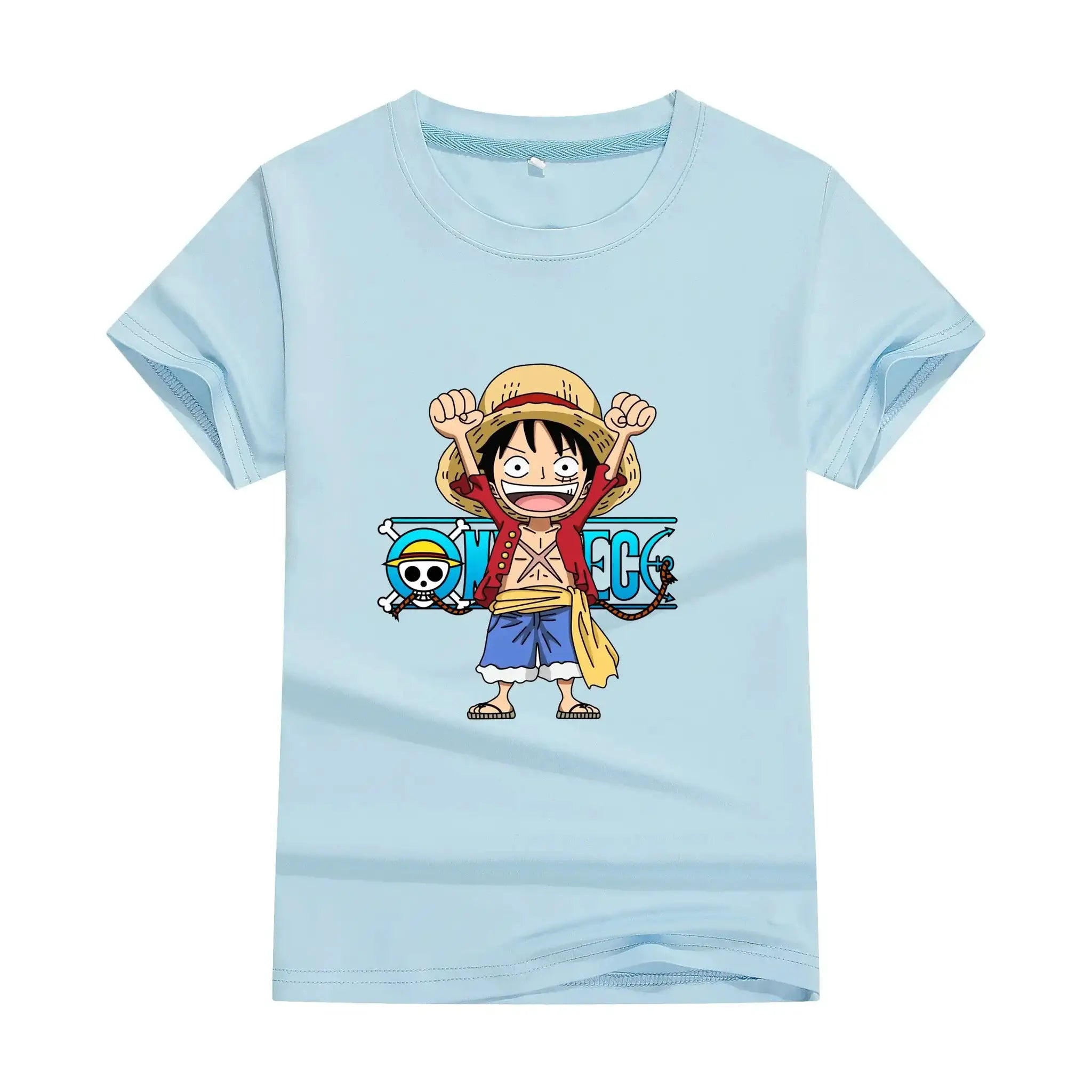 Cute One Piece Anime cotton T-shirt by Infinite Visibility, unisex summer top with colorful character design and comfortable fit.