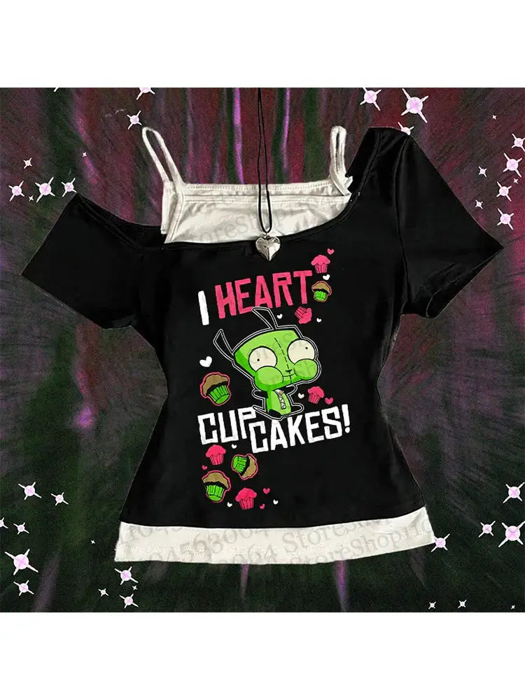 Cute Y2K women's tank top with suspenders from Infinite Visibility, featuring a Harajuku-inspired crop top design.