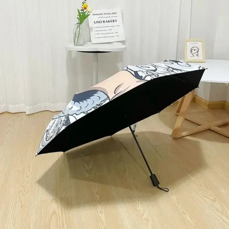 Infinite Visibility One Piece Nika Luffy fold umbrella with automatic open, sunscreen fabric, featuring Luffy's iconic design.