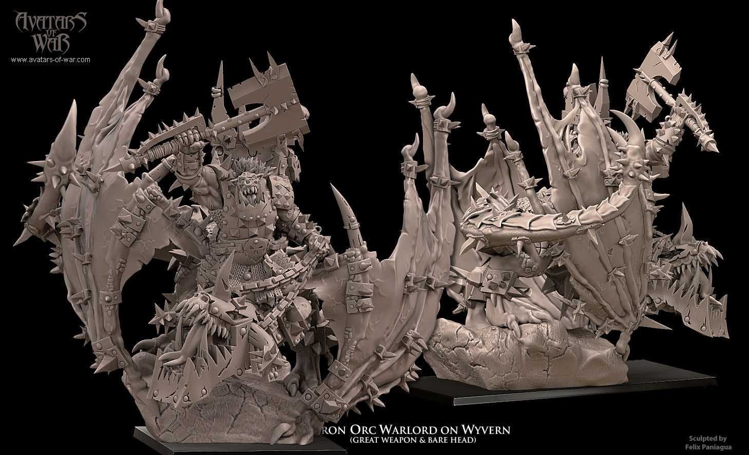 3D Printed Iron Orc Warlord On Wyvern by Avatars of War