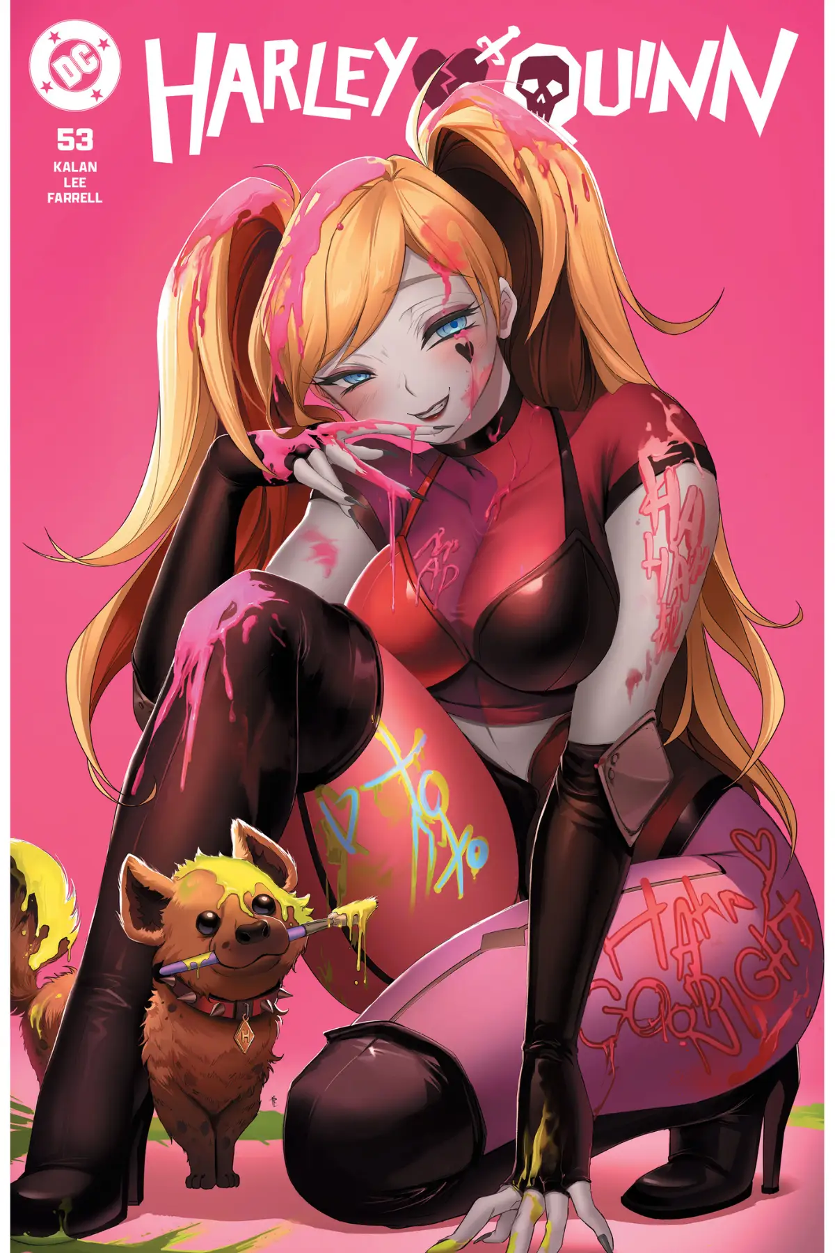 Harley Quinn comic book #61 virgin foil bundle with Harley Quinn 53 cardstock, published by Jams Fortress Comics, featuring vibrant cover art.