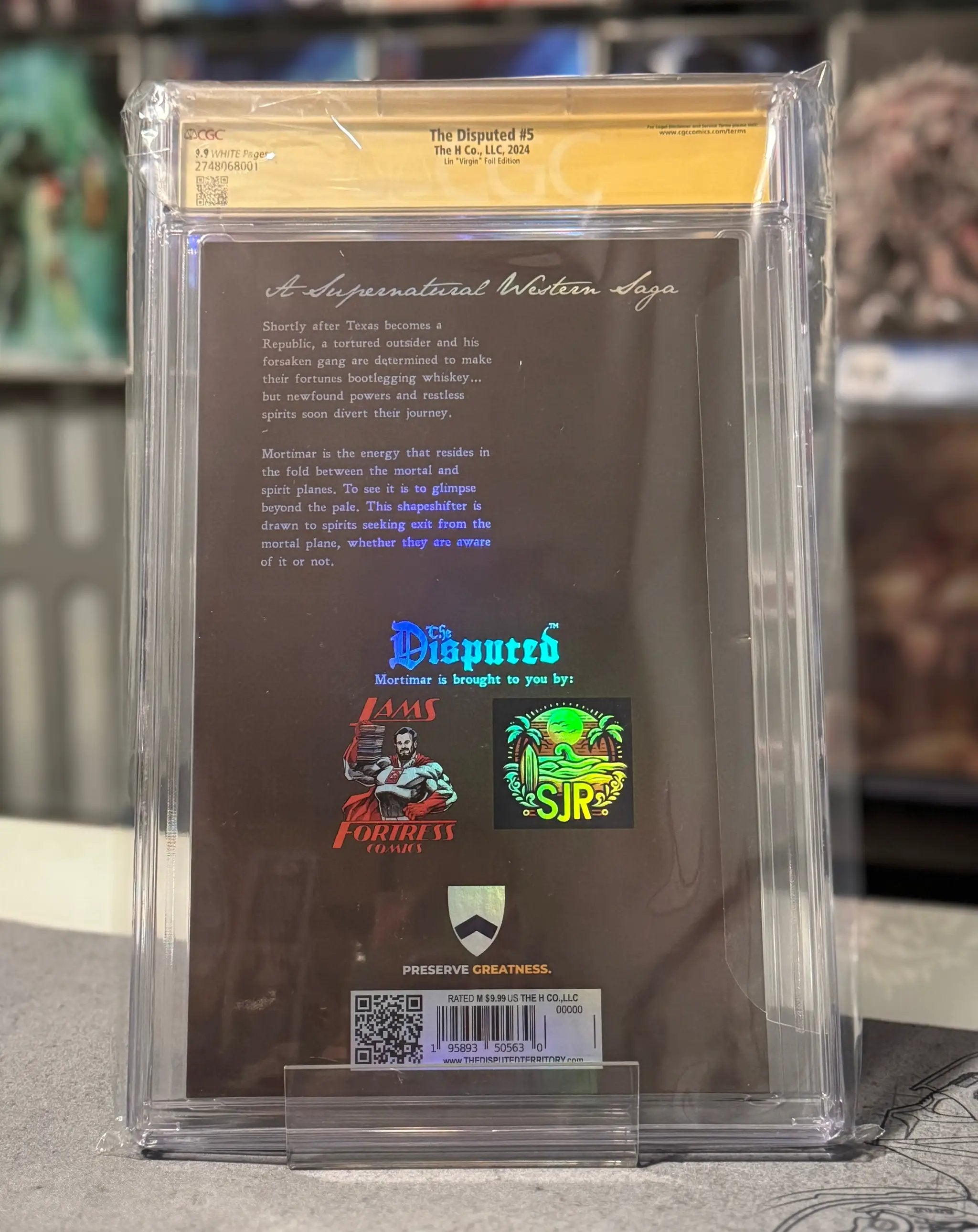 Comic book "The Disputed #5" by JAMS Fortress Comics, CGC 9.9 yellow label double signed by Rachta Lin and Michael Hinson.