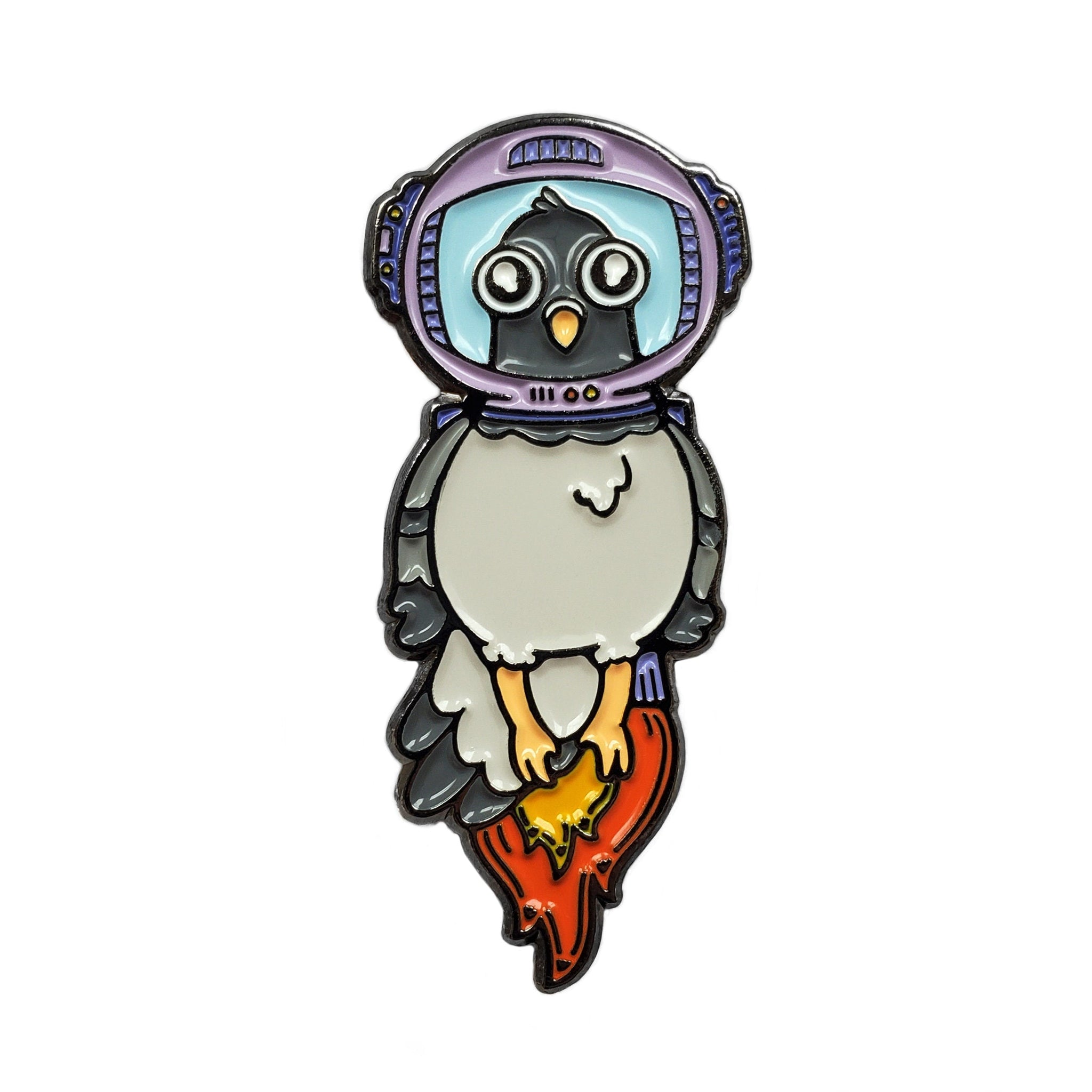 Kolorspun astronaut pigeon golf ball marker showing a detailed design of a pigeon wearing an astronaut helmet for golf accessories.