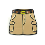 Kolorspun Cargo Dad Shorts golf ball marker clipped to pocket, featuring colorful design and durable metal construction.