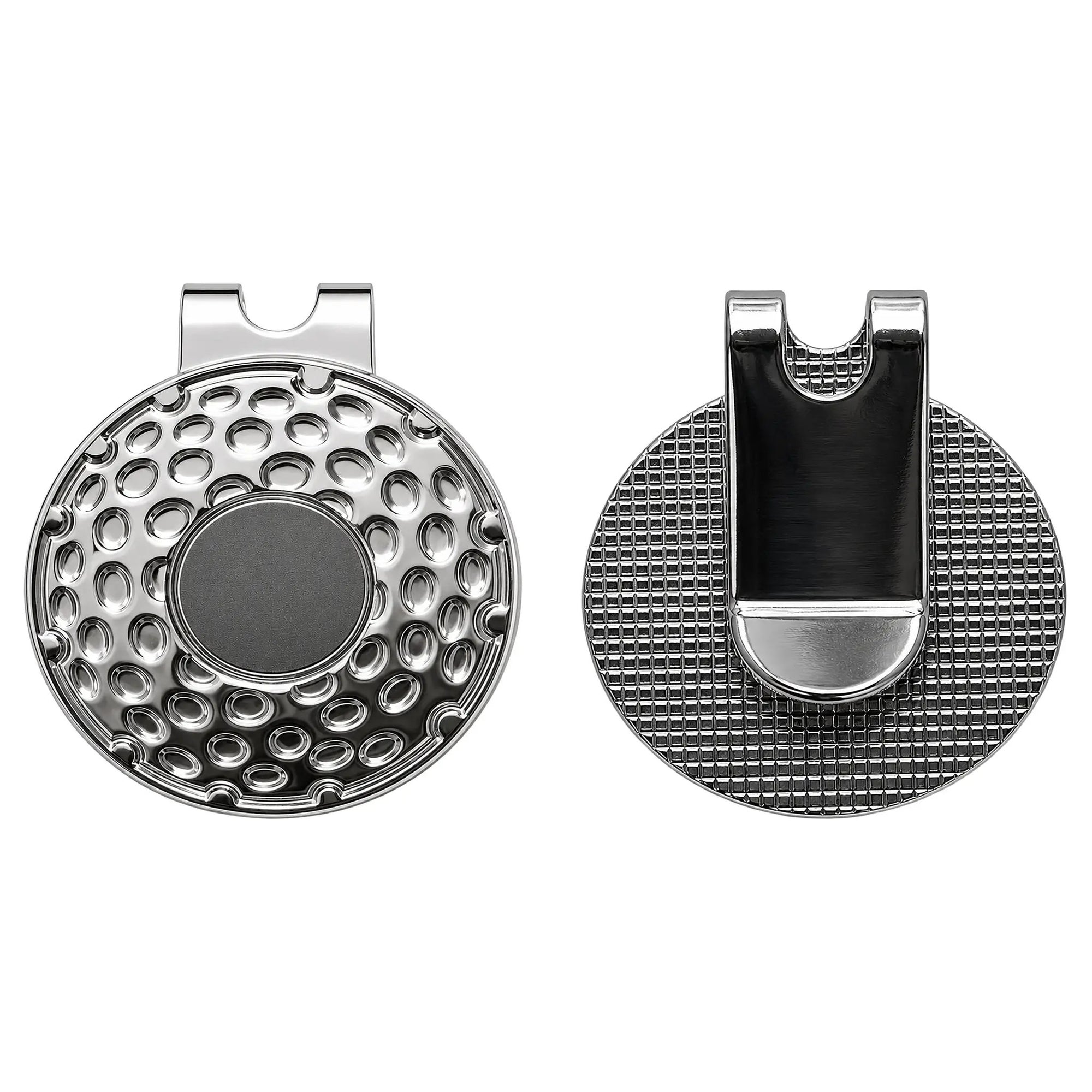 Kolorspun Hot Dog golf ball marker clip showing front and back with colorful hot dog design and branding.