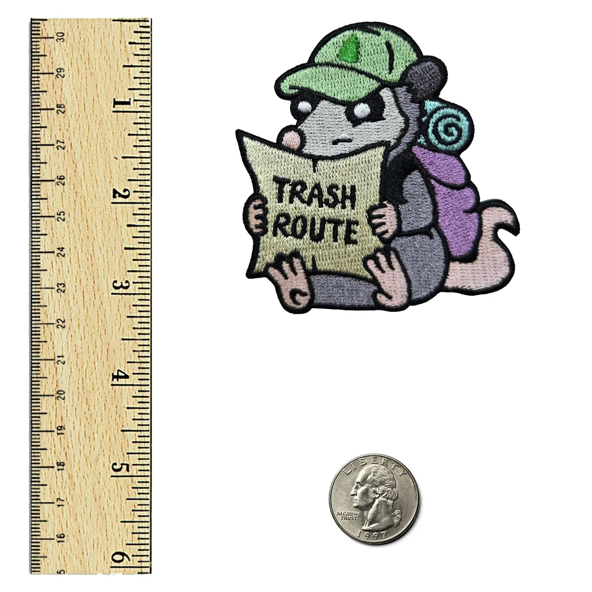 Kolorspun Possum Hiker patch featuring a detailed possum illustration for outdoor and hiking gear decoration.