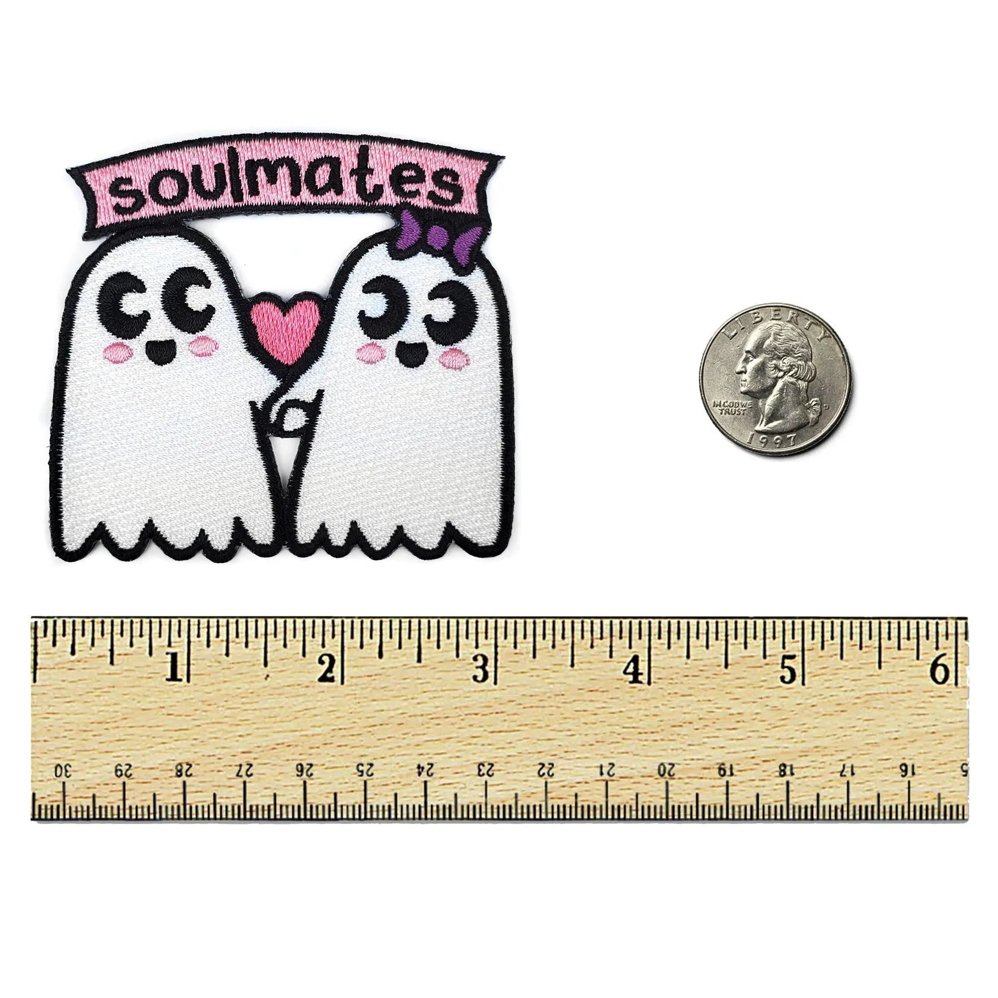 Kolorspun Soulmates Patch with ruler design, featuring a colorful patch inspired by the theme of soulmates and friendship.