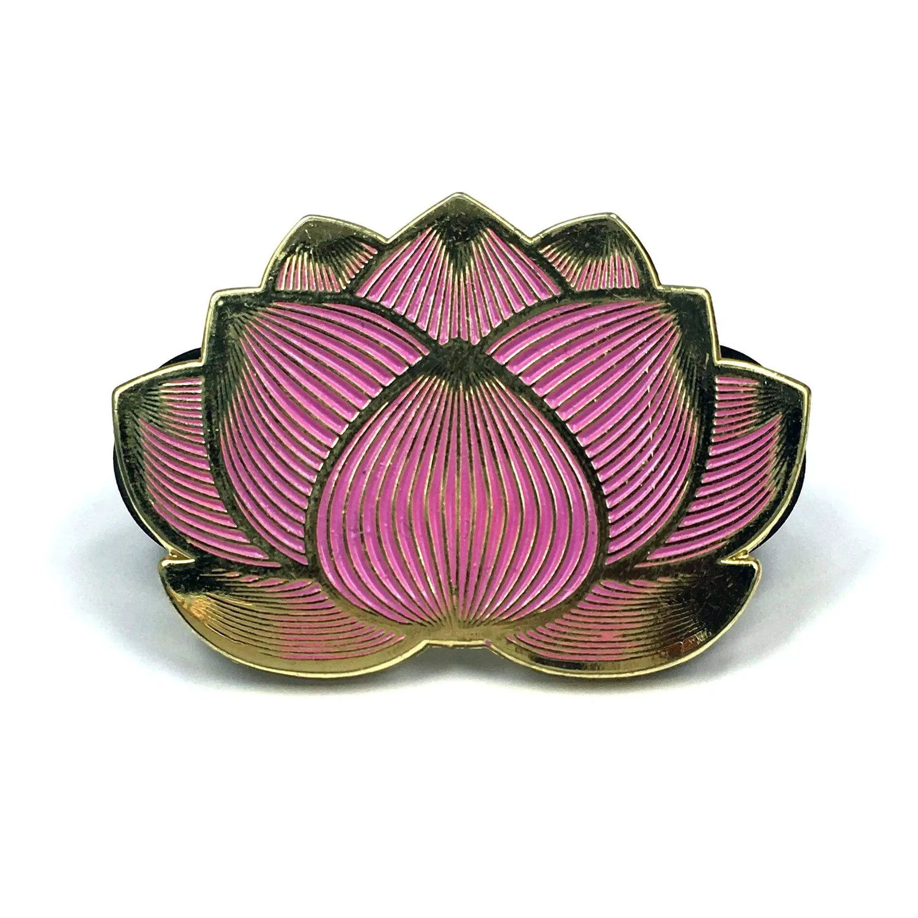 Kolorspun lotus flower pins featuring colorful enamel design, perfect for accessories or decorative purposes.