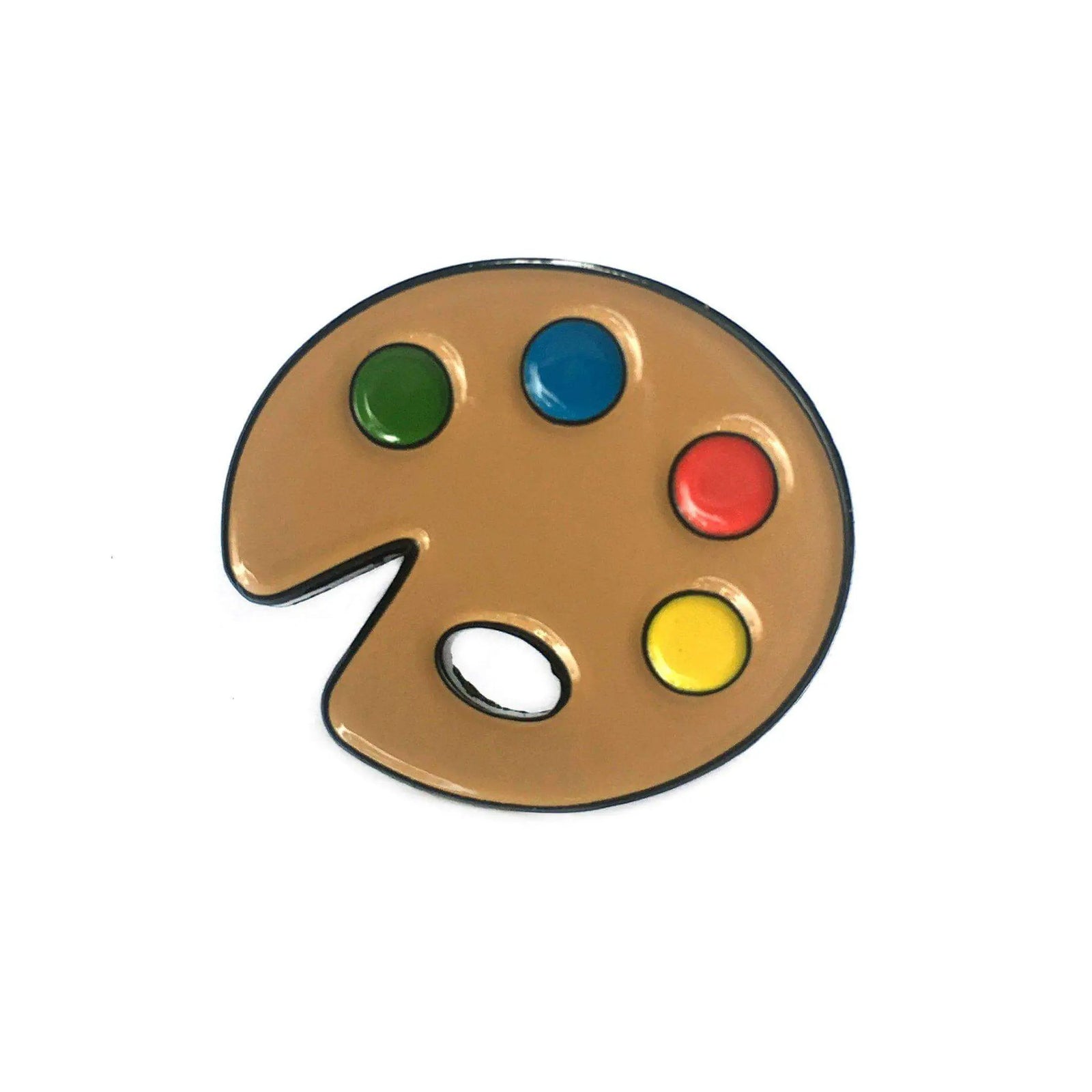 Kolorspun artist palette emoji enamel pin, colorful art-themed pin with palette design, perfect for art lovers and pin collectors.
