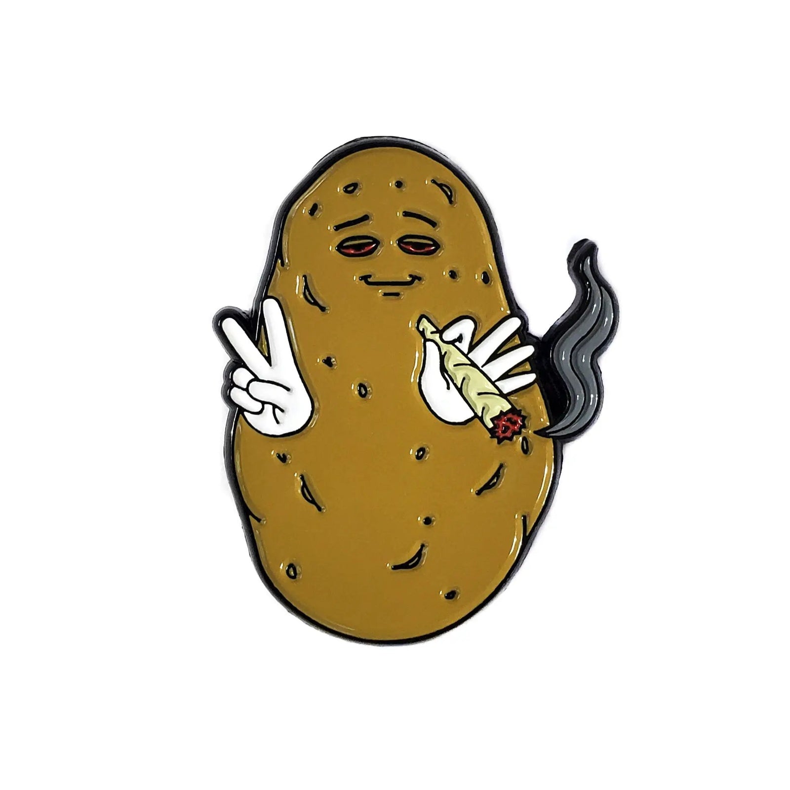 Kolorspun baked potato pin featuring a realistic, colorful potato design perfect for accessories or pin collections.