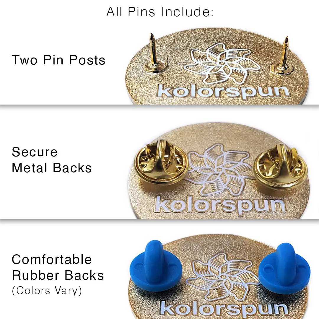 Kolorspun Birds Aren't Real pin featuring a detailed design, perfect for clothing or accessories, showcasing the popular satirical slogan.